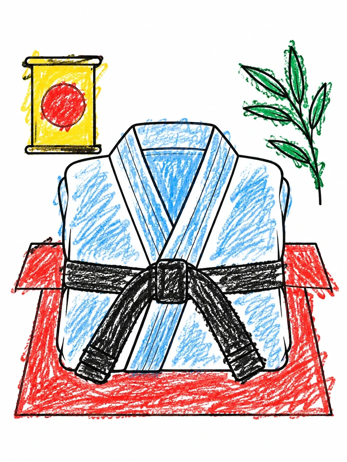 Colored example of the Folded Judo Uniform With Belt coloring page