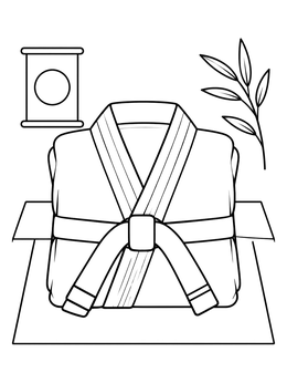 Free printable Folded Judo Uniform With Belt coloring page