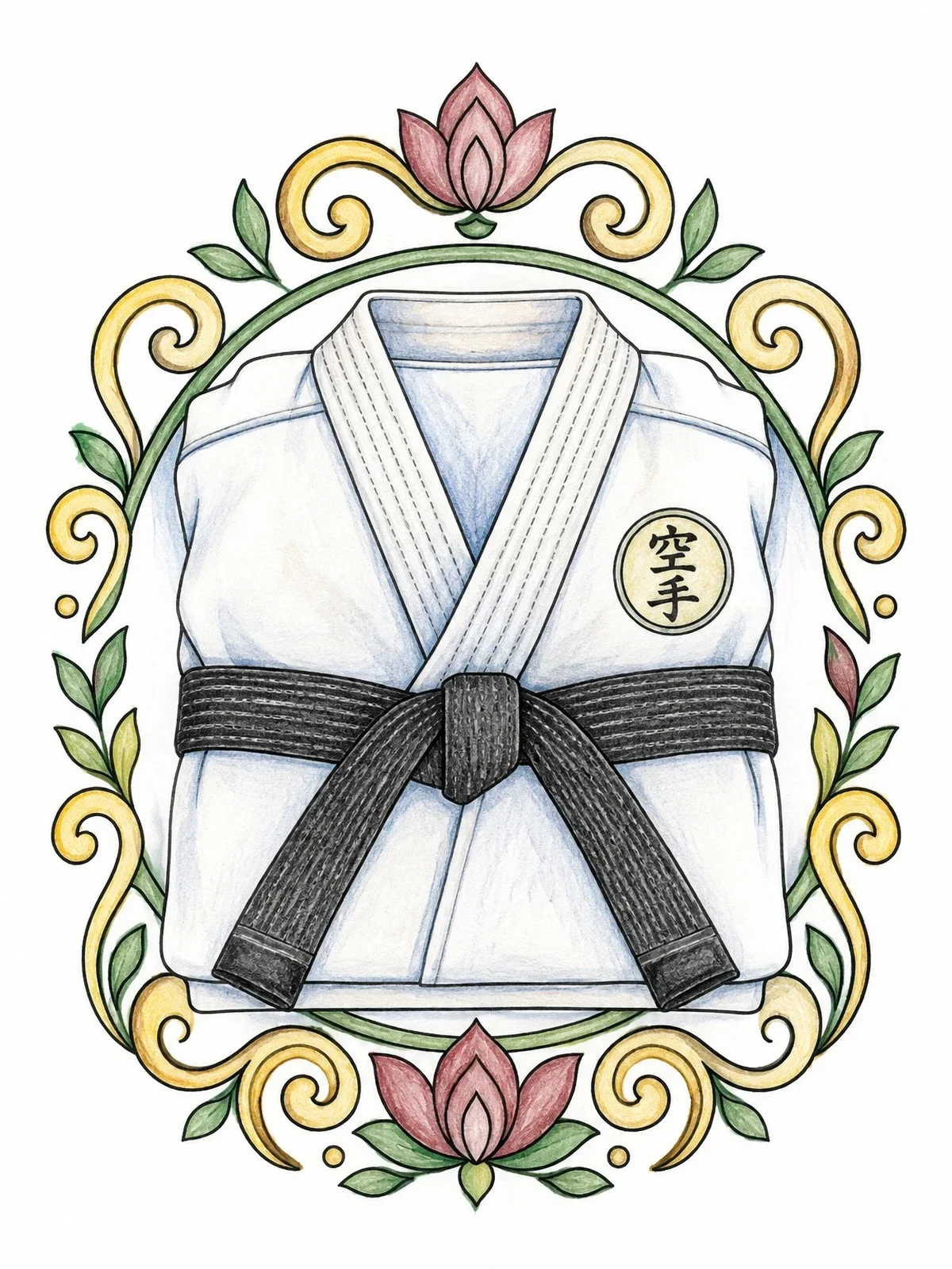 Colored example of the Folded Karate Gi With Belt coloring page