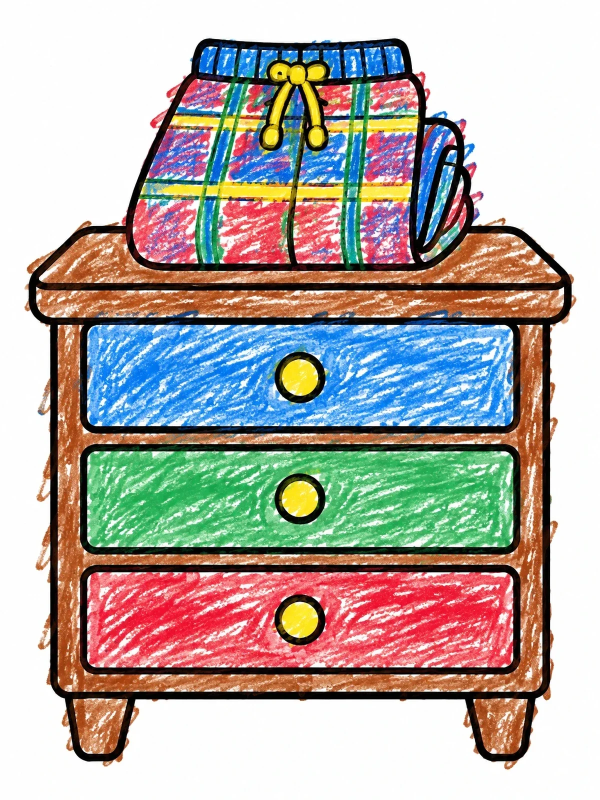 Colored example of the Folded Pajama Pants On Nightstand coloring page