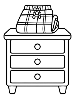 Free printable Folded Pajama Pants On Nightstand coloring page