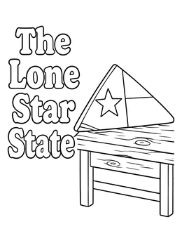 Free printable Folded Texas Flag On Wooden Table coloring page