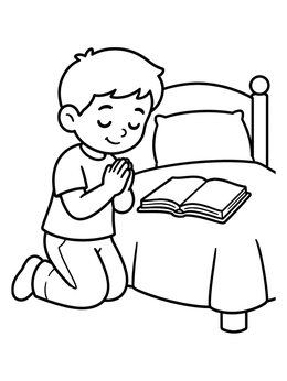 Free printable Boy Praying By His Bed coloring page