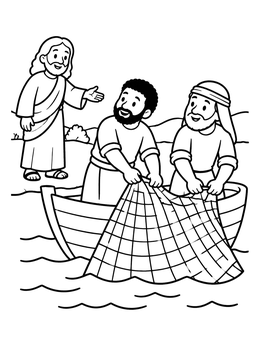 Free printable Jesus Calling Fishermen At The Lake coloring page