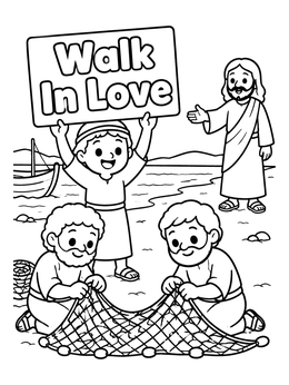 Free printable Jesus Calls Fishermen By The Sea coloring page