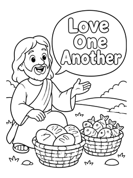 Free printable Jesus With Loaves And Fishes coloring page