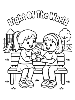 Free printable Sharing Lunch On The Bench coloring page