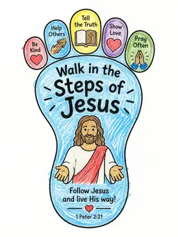 Footprint Use Walk In The Steps Of Jesus Footprint – Following Jesus Coloring Page