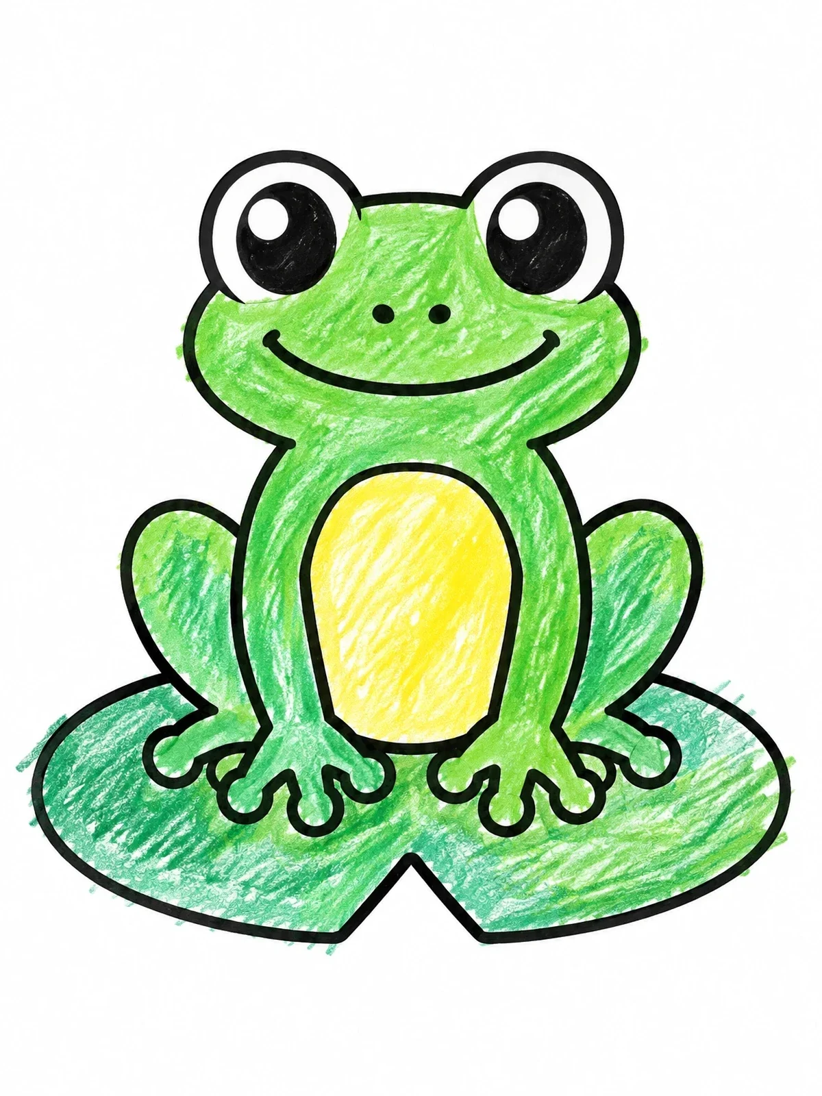 Colored example of the Cute Frog On A Lily Pad coloring page