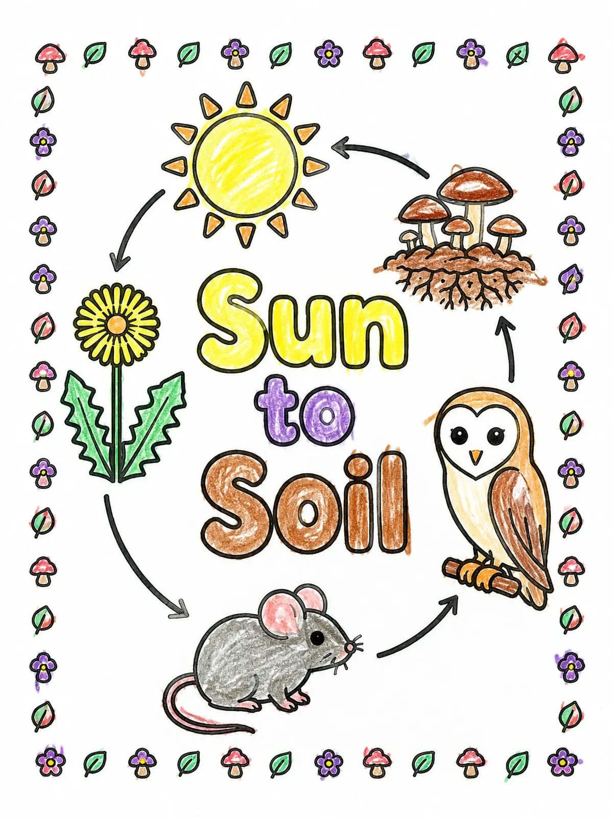 Colored example of the Sun To Soil Nature Cycle coloring page