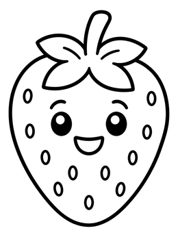 Free printable Cute Smiling Strawberry Character coloring page