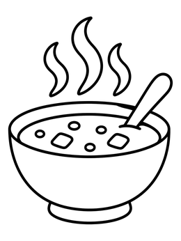 Free printable Hot Steaming Soup Bowl coloring page