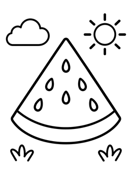 Free printable Watermelon Slice On Sunny Day coloring page