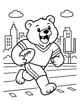 Free printable Football Bear Running In Chicago coloring page