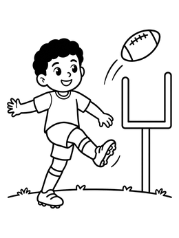 Free printable Boy Kicking A Field Goal coloring page