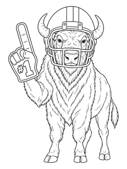 Free printable Football Buffalo With Foam Finger coloring page