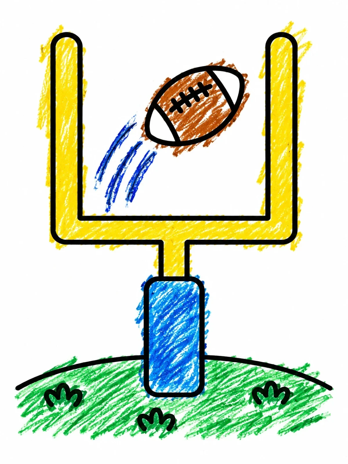 Colored example of the Field Goal Kick Through Goalposts coloring page