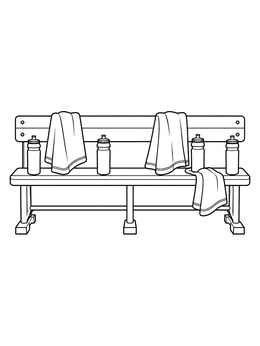 Free printable Sideline Team Bench With Towels coloring page
