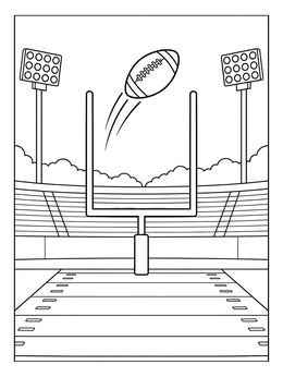 Free printable Football Soaring Over Goalpost coloring page