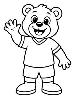 Free printable Friendly Bear Team Mascot Waving coloring page