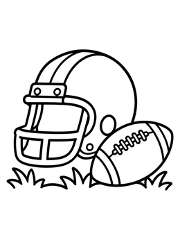 Free printable Football Helmet And Ball On Grass coloring page