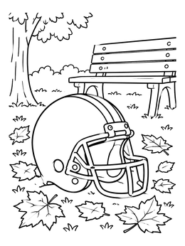 Free printable Football Helmet In Autumn Park coloring page