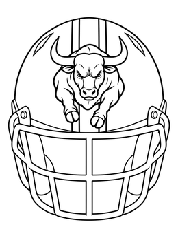 Free printable Football Helmet With Charging Bull coloring page