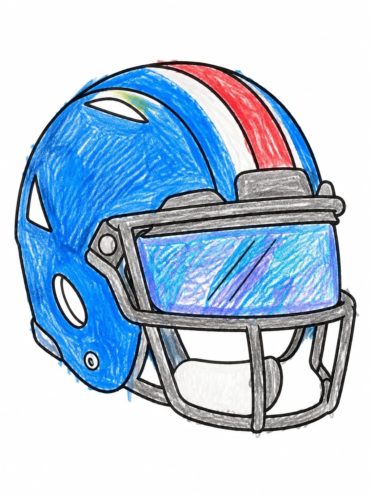 Colored example of the Modern Football Helmet With Visor coloring page