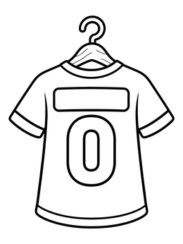 A sports jersey on a hanger on this football coloring page.