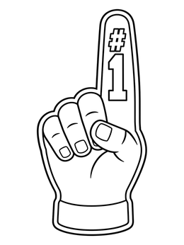 Classic number one foam finger on this football coloring page.