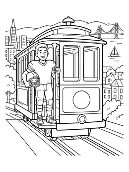 Free printable Football Player On Cable Car coloring page