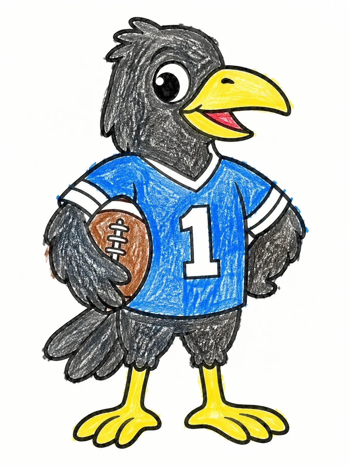 Colored example of the Football Player Cartoon Raven coloring page