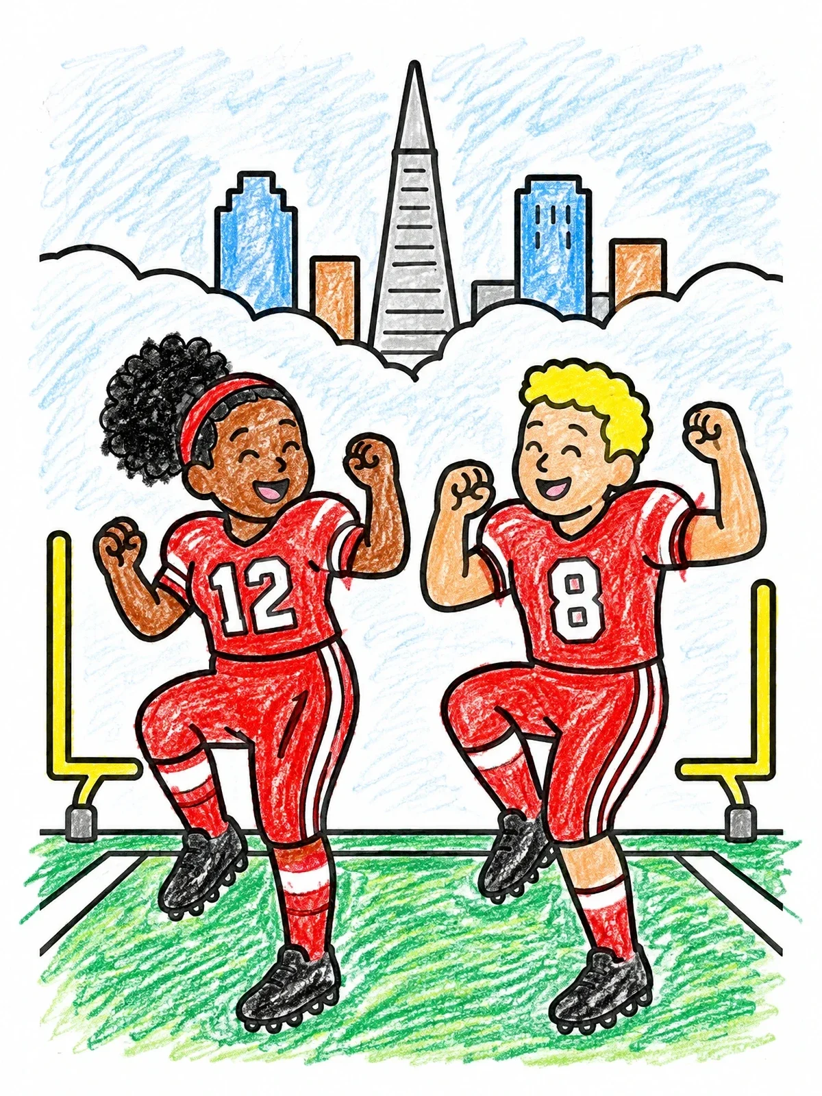 Colored example of the Football Players Celebrating In San Francisco coloring page