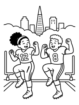 Free printable Football Players Celebrating In San Francisco coloring page
