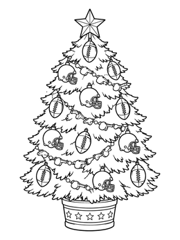 Free printable Football Themed Christmas Tree coloring page