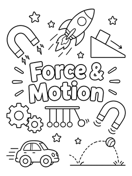 Free printable Force And Motion Science Doodles coloring page