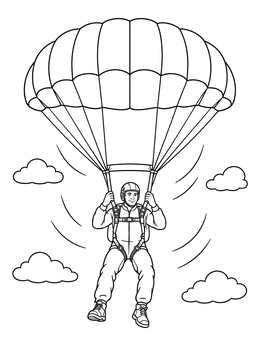 Free printable Skydiver Gliding With Open Parachute coloring page