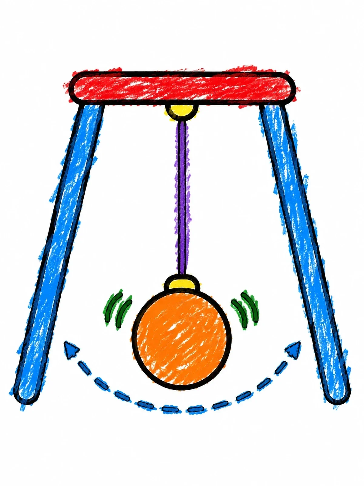 Colored example of the Swinging Science Pendulum coloring page