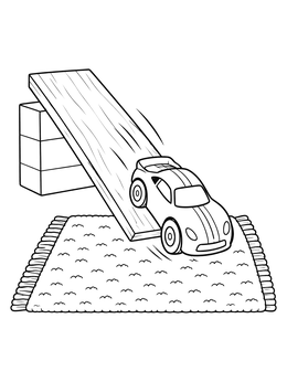 Free printable Toy Car Rolling Down Ramp coloring page
