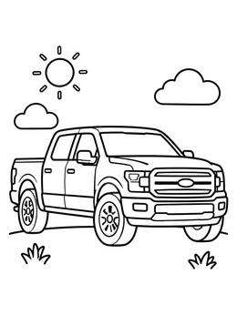 Free printable Modern Pickup Truck On A Sunny Day coloring page