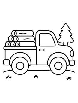 Free printable Pickup Truck Loaded With Wood Logs coloring page