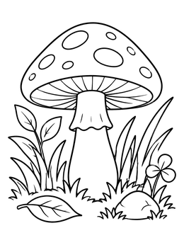 Free printable Forest Mushroom In The Grass coloring page