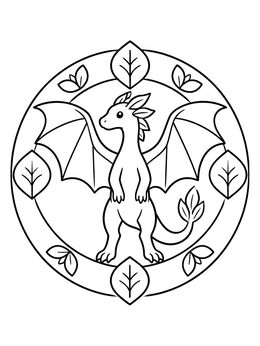 Free printable Forest Wyvern Dragon Mandala coloring page