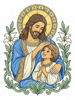 Jesus Blessing A Happy Child – Forgiveness Coloring Page