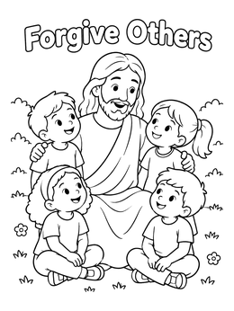Free printable Jesus With Children Forgive Others coloring page