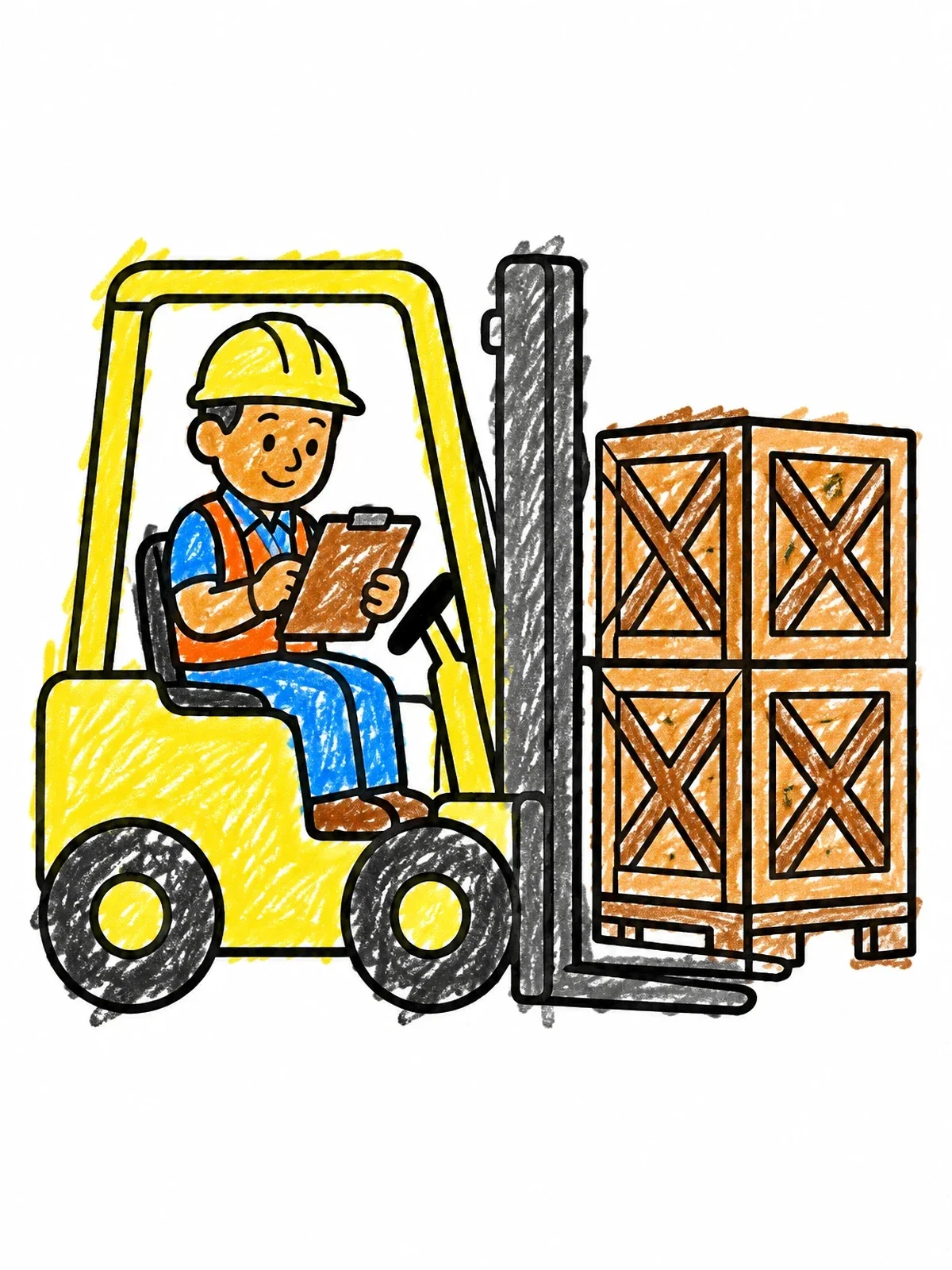 Colored example of the Forklift Driver Checking Clipboard coloring page
