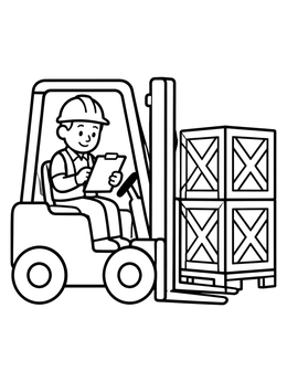 Free printable Forklift Driver Checking Clipboard coloring page