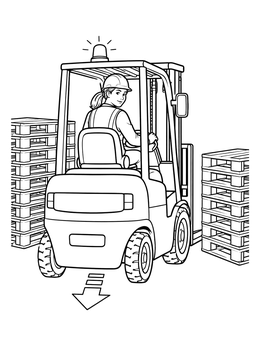 Free printable Forklift Driver Reversing With Pallets coloring page