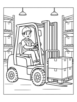 Free printable Forklift Driver In A Warehouse coloring page