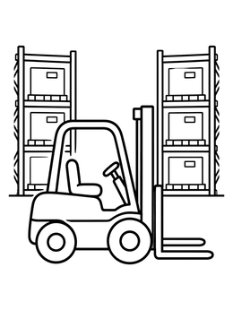 Free printable Forklift In Warehouse Aisles coloring page